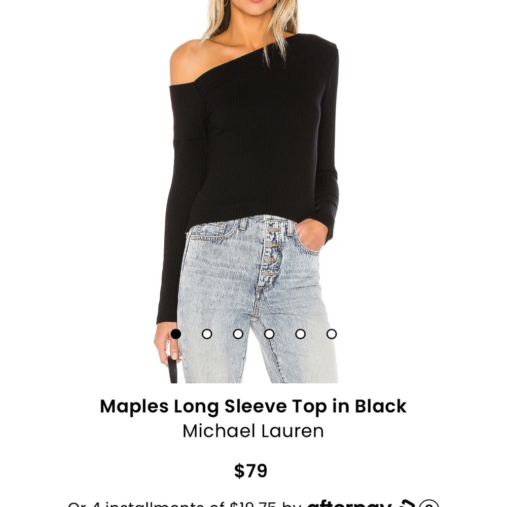 Revolve:Micheal Lauren Black one shoulder, ribbed long sleeve top.  Size Medium